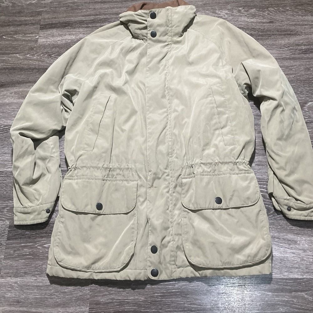 Vintage Nautica Jacket Mens Large Beige Full Zip Hunting Outdoor Bomber 90s Coat